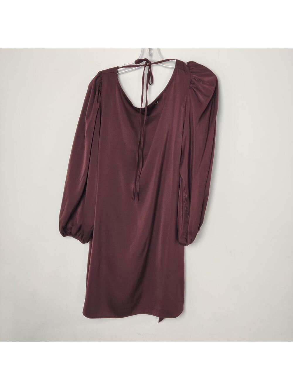 Black Tape Burgundy Long Sleeve Satin Shift Dress Size Large